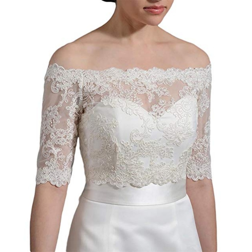 Ivory Tulle Lace Embroidered Bridal Bolero Jacket